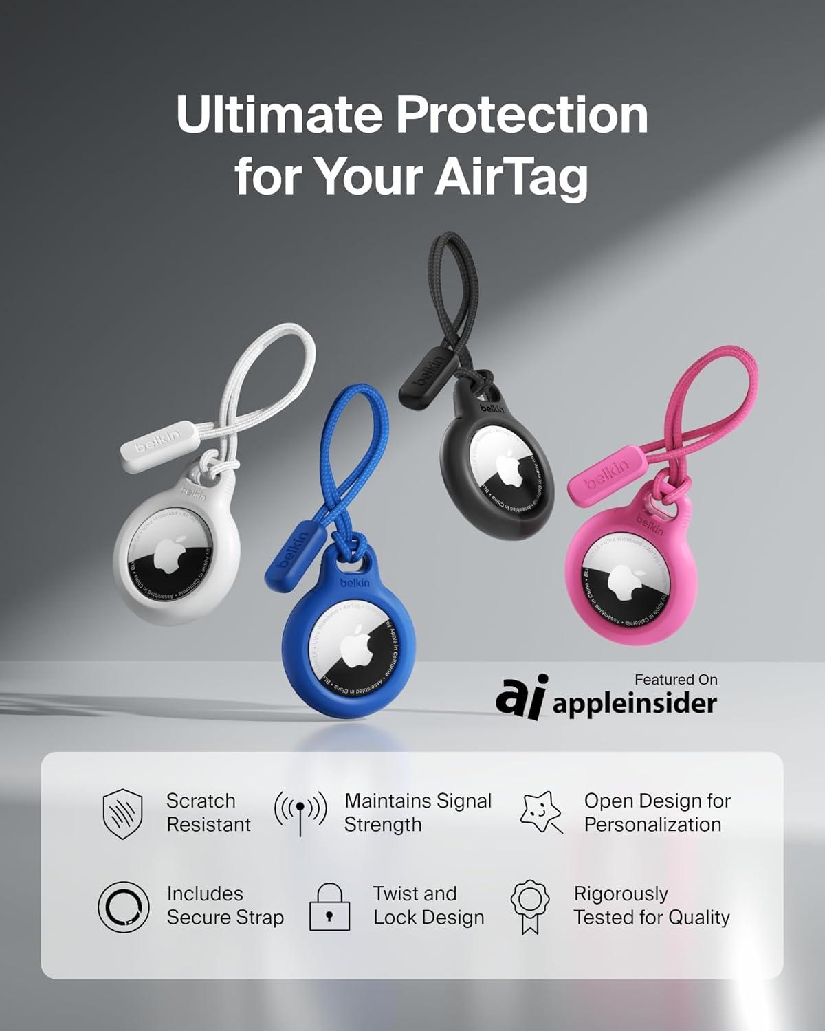 imageBelkin Apple AirTag Secure Holder with Key Ring Durable Scratch Resistant Case With Open Face amp Raised Edges Protective AirTag Keychain Accessory For Keys Pets Luggage Backpacks BlueBlue