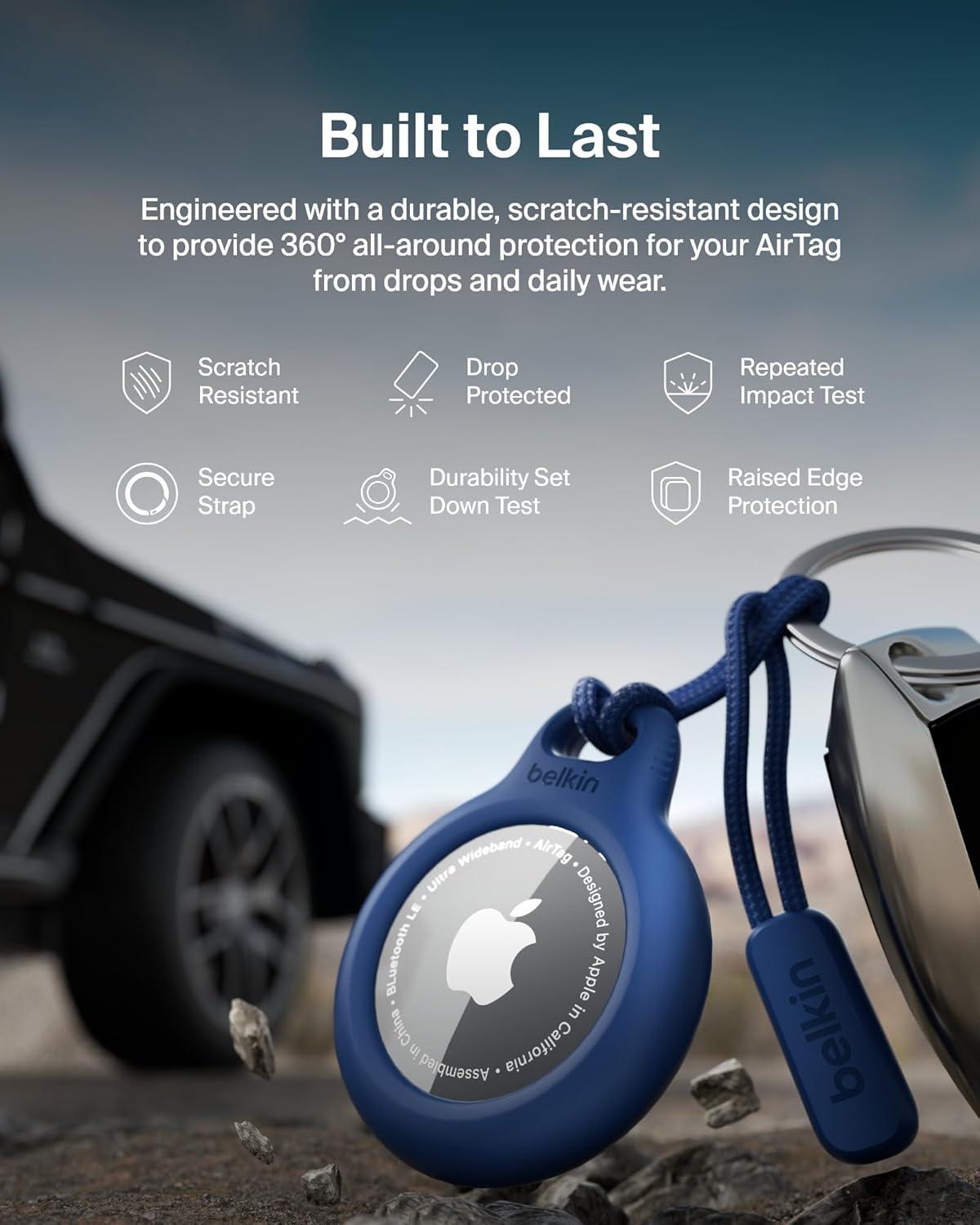 imageBelkin Apple AirTag Secure Holder with Key Ring Durable Scratch Resistant Case With Open Face amp Raised Edges Protective AirTag Keychain Accessory For Keys Pets Luggage Backpacks BlueBlue