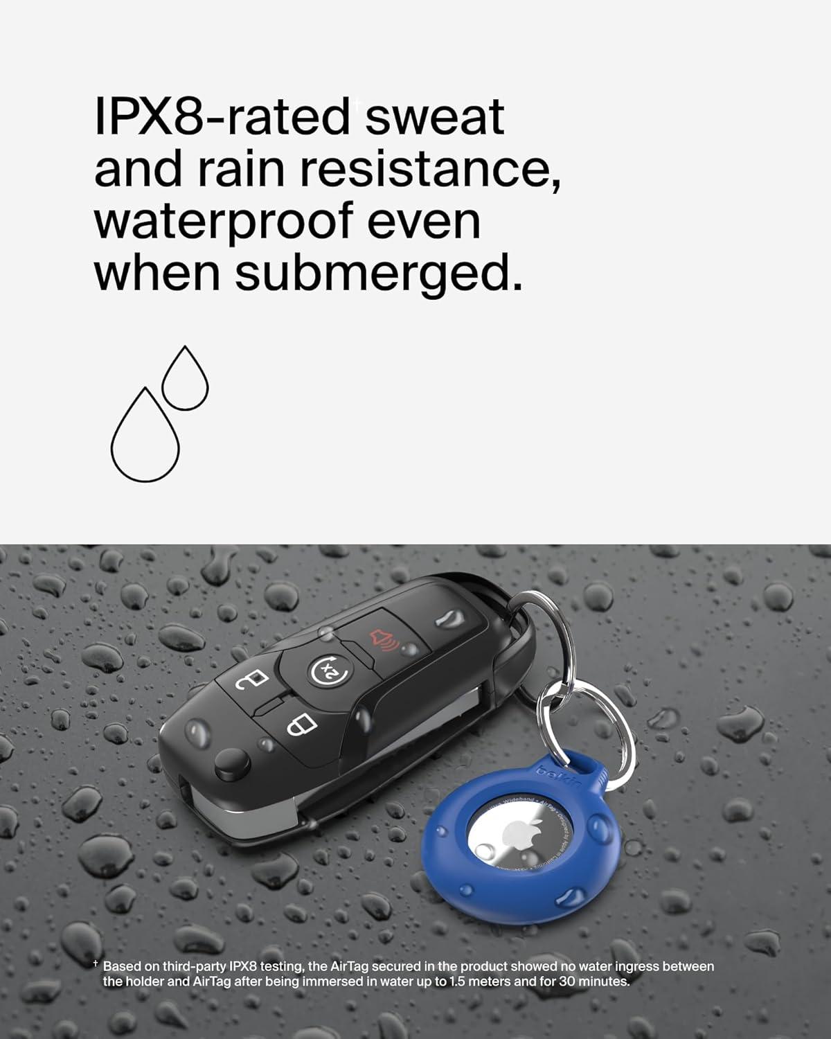 imageBelkin Apple AirTag Secure Holder with Key Ring Durable Scratch Resistant Case With Open Face amp Raised Edges Protective AirTag Keychain Accessory For Keys Pets Luggage Backpacks BlueBlue