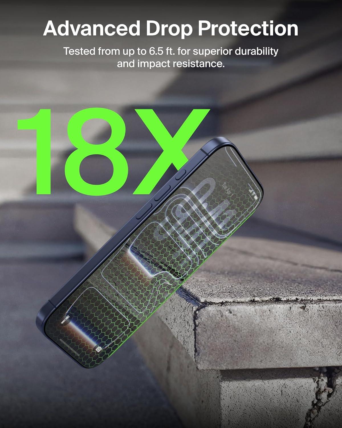 imageBelkin ScreenForce UltraGlass 2 Screen Protector for iPhone 17 Pro Max 25X Stronger Glass ScratchResistant amp Impact Protection Easy Align Tray for BubbleFree Application Made with Recycled GlassiPhone 17 Pro Max