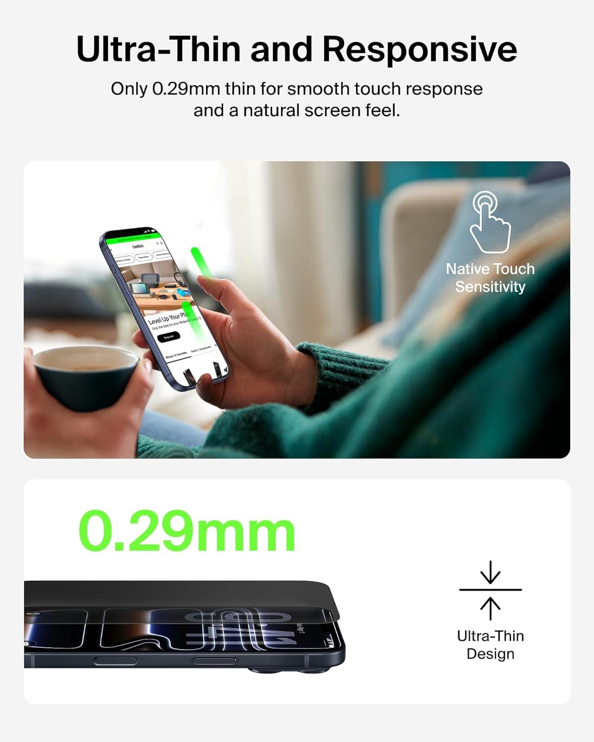 imageBelkin ScreenForce UltraGlass 2 Screen Protector for iPhone 17 Pro Max 25X Stronger Glass ScratchResistant amp Impact Protection Easy Align Tray for BubbleFree Application Made with Recycled GlassiPhone 17 Pro Max