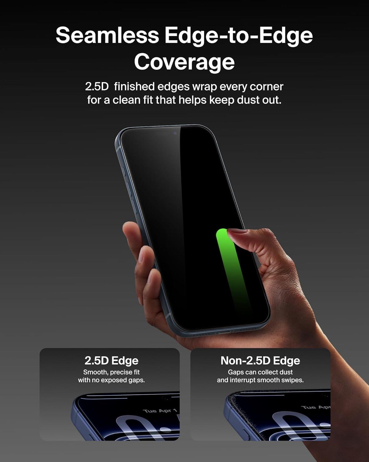 imageBelkin ScreenForce UltraGlass 2 Screen Protector for iPhone 17 Pro Max 25X Stronger Glass ScratchResistant amp Impact Protection Easy Align Tray for BubbleFree Application Made with Recycled GlassiPhone 17 Pro Max