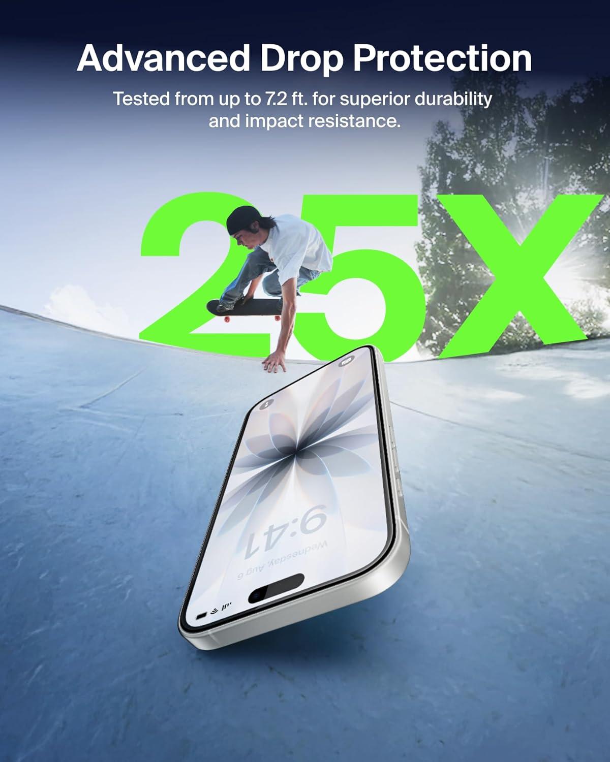 imageBelkin ScreenForce UltraGlass 2 Screen Protector for iPhone 17 Pro Max 25X Stronger Glass ScratchResistant amp Impact Protection Easy Align Tray for BubbleFree Application Made with Recycled GlassiPhone 17