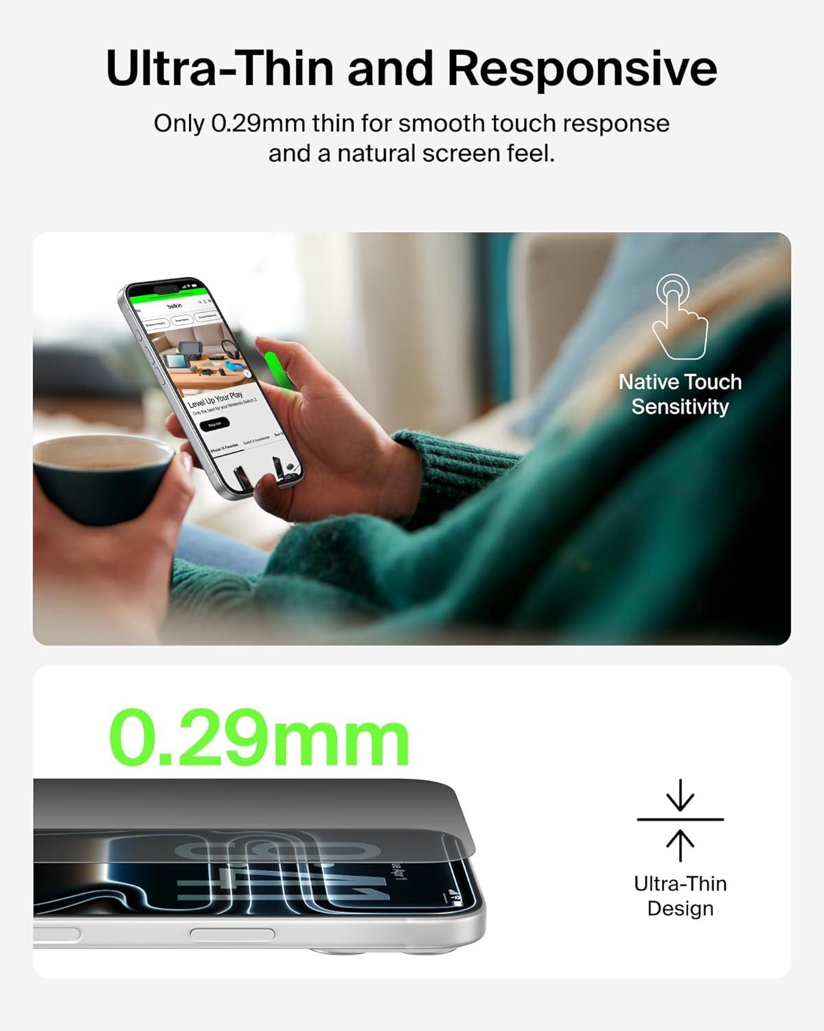 imageBelkin ScreenForce UltraGlass 2 Screen Protector for iPhone 17 Pro Max 25X Stronger Glass ScratchResistant amp Impact Protection Easy Align Tray for BubbleFree Application Made with Recycled GlassiPhone 17 Pro