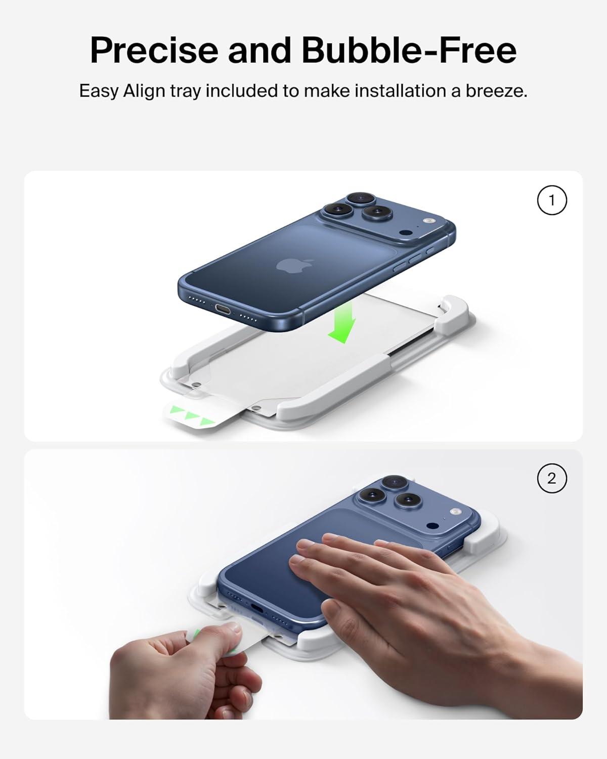 imageBelkin ScreenForce UltraGlass 2 Screen Protector for iPhone 17 Pro Max 25X Stronger Glass ScratchResistant amp Impact Protection Easy Align Tray for BubbleFree Application Made with Recycled GlassiPhone 17 Pro Max