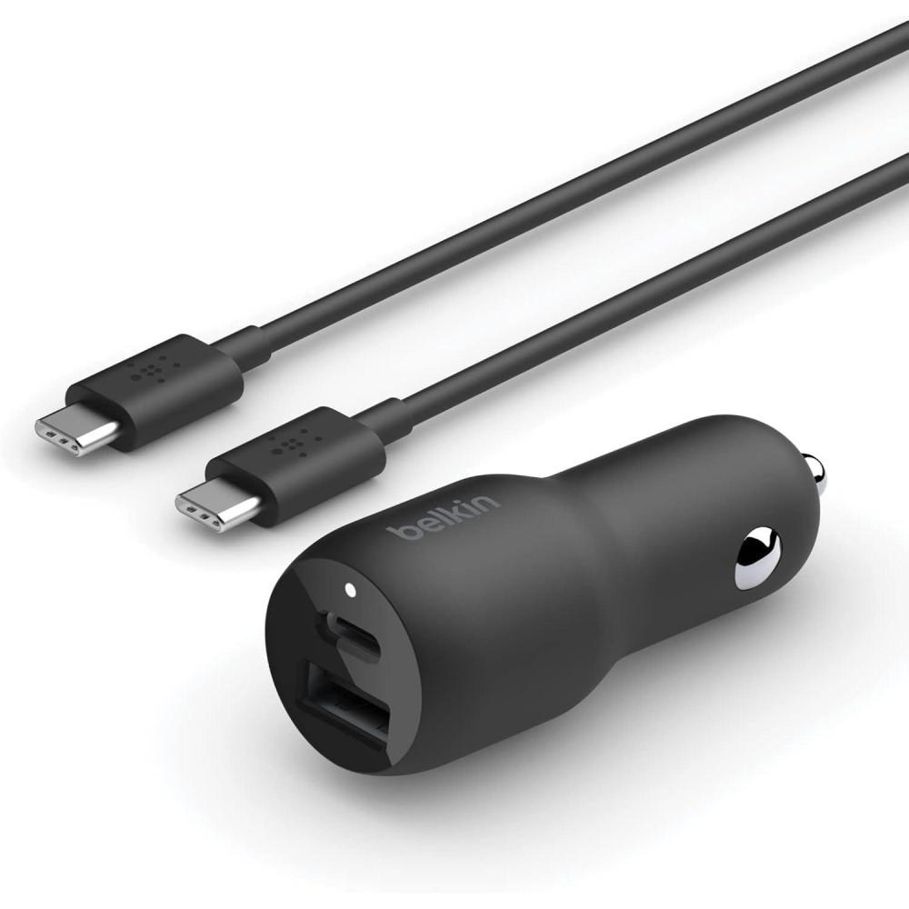 imageBelkin 36Watt DualUSB Car Charger  Power Delivery 2 18W USBC Ports with PPS Charging Apple iPhone 14 14 Pro 14 Pro Max iPhone 13 13 Pro 13 Pro Max Samsung Galaxy AirPods  USBC ChargerDual USBA  C 37W  USBC Cable