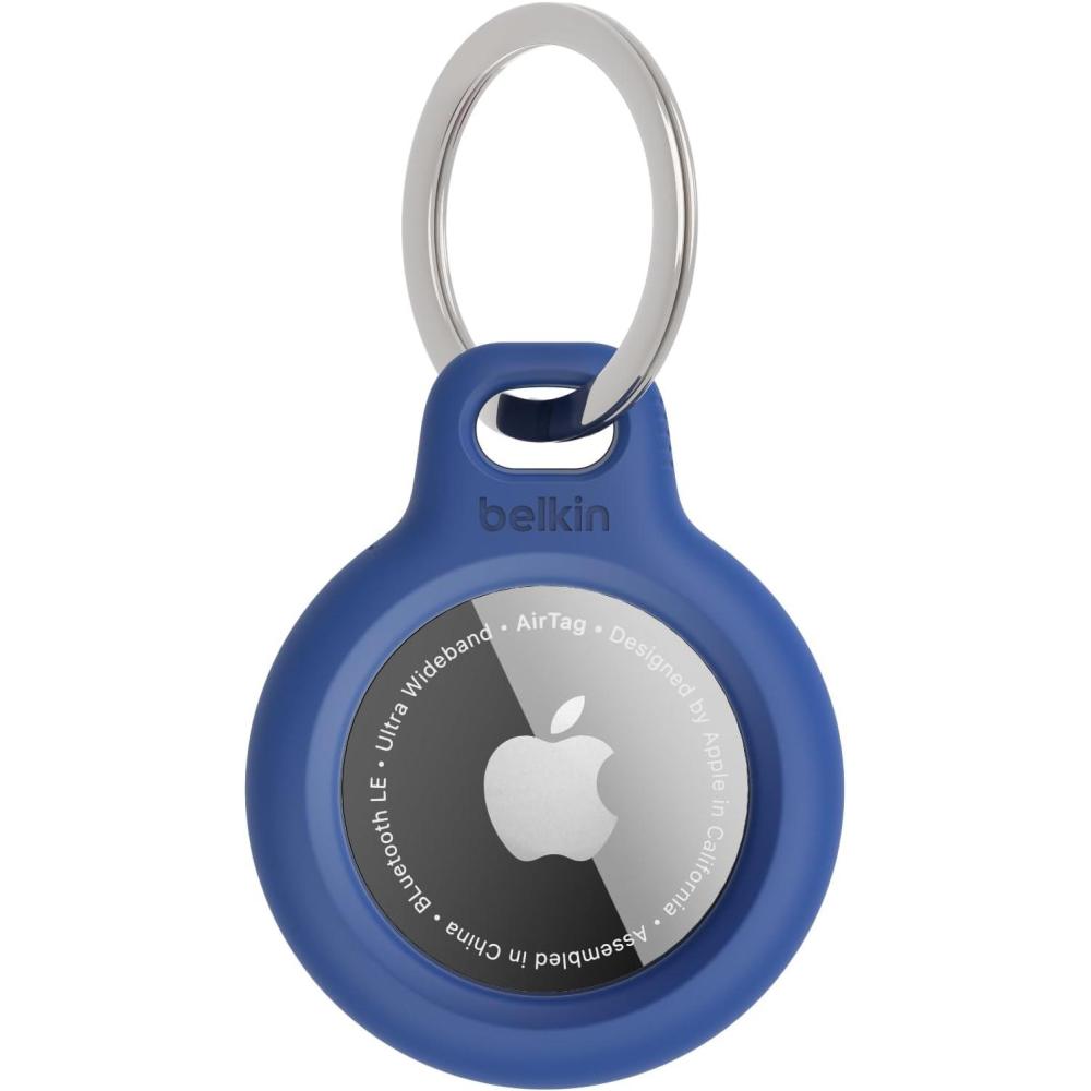imageBelkin Apple AirTag Secure Holder with Key Ring  Durable Scratch Resistant Case With Open Face amp Raised Edges  Protective AirTag Keychain Accessory For Keys Pets Luggage Backpacks  BlueBlue
