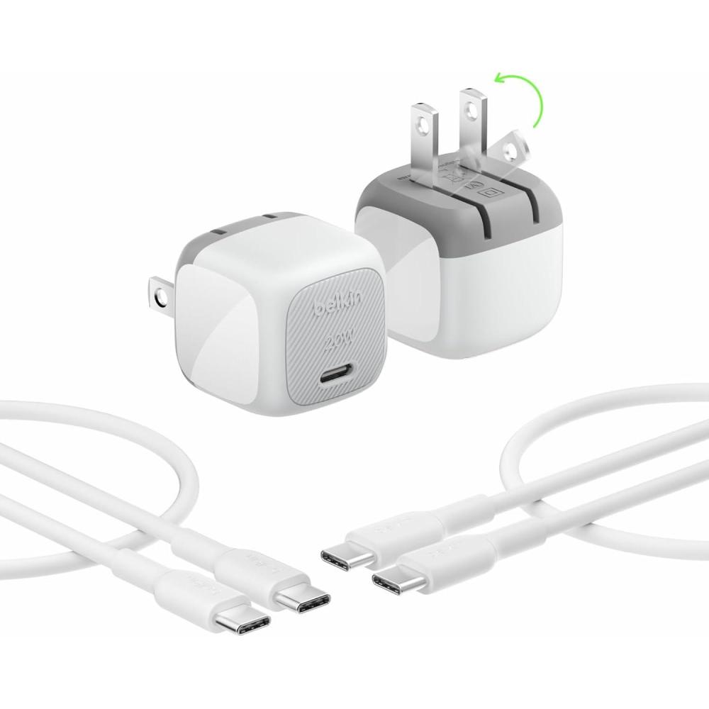 imageBelkin USB C Charger Block 20W 2 Pack USB C Cable Included Fast Charging Block Type C Wall Charger Apple iPhone 17 Air Pro Samsung Galaxy S25 Google Pixel 10 iPad AirPods etc WhiteNew Gen