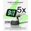 Belkin MagSafe Charger Compatible, 3-in-1 Charging Station, Qi2.2 25W w/Cooling Fan (On/Off Control) Magnetic Wireless Charger for iPhone 17, Apple Watch, AirPods, Pixel 10 (45W Adapter Included)(Charcoal)