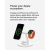 Belkin MagSafe-Compatible Charger, 3-in-1 Wireless Charging Station, Qi2-Certified 15W Wireless Charge for Apple iPhone 17 Series, Apple Watch, AirPods w/Non-Slip Base, 40W Included – Black(White)