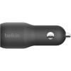 Belkin 36-Watt Dual-USB Car Charger – Power Delivery 2 18W USB-C Ports with PPS Charging Apple iPhone 14, 14 Pro, 14 Pro Max, iPhone 13, 13 Pro, 13 Pro Max Samsung Galaxy, AirPods – USB-C Charger(Dual USB-A & C 37W + LGT Cable)