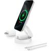 Belkin MagSafe Charger Compatible, 3-in-1 Qi2 15W Wireless Charging Station, Convertible Wireless Charger for iPhone 17, Apple Watch, AirPods, Pixel 10, Phone Stand for Travel w/ 36W Adapter – White(White)