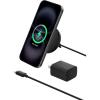 Belkin Magnetic Wireless Charging Pad Qi2 15W w/Kickstand – MagSafe-Compatible Qi2-Certified Wireless Charger for iPhone 17 Series, Samsung Galaxy S25 Series, AirPods (No PSU) – Black(Power Supply Included (Gen 2))