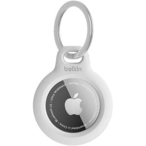 Belkin Apple AirTag Secure Holder with Key Ring – Durable Scratch Resistant Case With Open Face & Raised Edges – Protective AirTag Keychain Accessory For Keys, Pets, Luggage, Backpacks – Blue(White)
