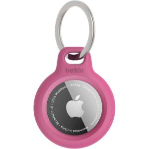 Belkin Apple AirTag Secure Holder with Key Ring – Durable Scratch Resistant Case With Open Face & Raised Edges – Protective AirTag Keychain Accessory For Keys, Pets, Luggage, Backpacks – Blue(Pink)