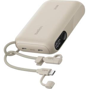 Belkin Portable Charger, USB-C Power Bank 20,000mAh w/ 2X USB-C Ports & 1x A Port, Digital Battery Display, 20W Charging for iPhone 17, Air, Pro, Samsung Galaxy S25, Pixel 10, iPad, & More – Black(Sand)