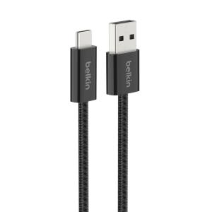 Belkin USB A to USB C Cable, 3.3ft, 15W – Type C Charger, iPhone Charger Cord, Soft, Braided, Flexible for iPhone 17 & 16, Galaxy S25, Pixel 10, iPad Pro, Airpods Pro, Switch & More – White(Black)