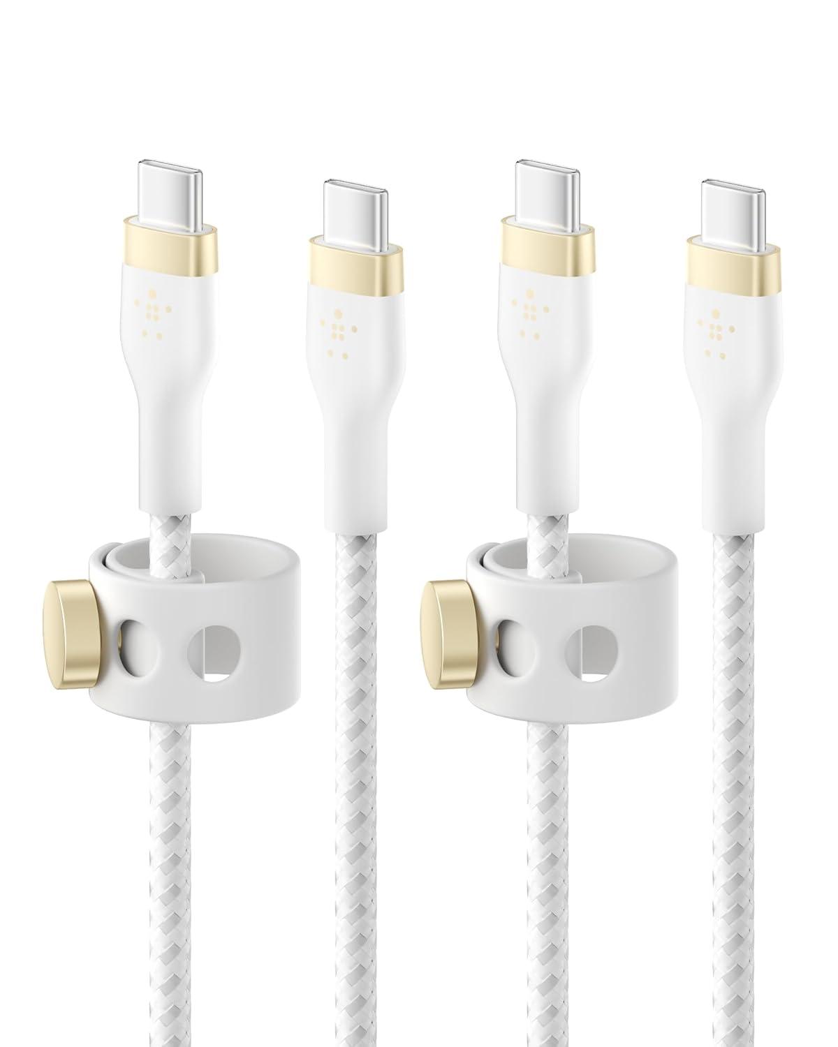 imageBelkin BoostCharge Pro Flex Braided USBC to USBC Charger Cable 2M66FT USBIF Fast Charging Cable for iPhone 16 Series MacBook Pro iPad Pro Galaxy S25 S24 Nintendo Switch 2 amp More WhiteWhite