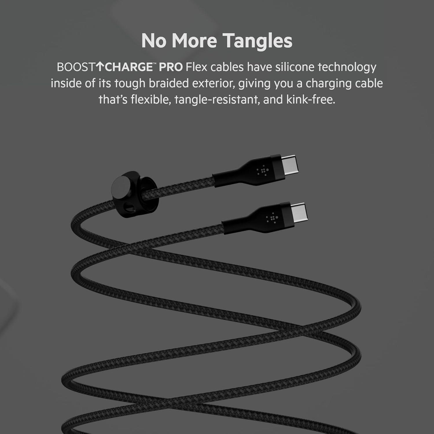 imageBelkin BoostCharge Pro Flex Braided USBC to USBC Charger Cable 2M66FT USBIF Fast Charging Cable for iPhone 16 Series MacBook Pro iPad Pro Galaxy S25 S24 Nintendo Switch 2 amp More WhiteBlack