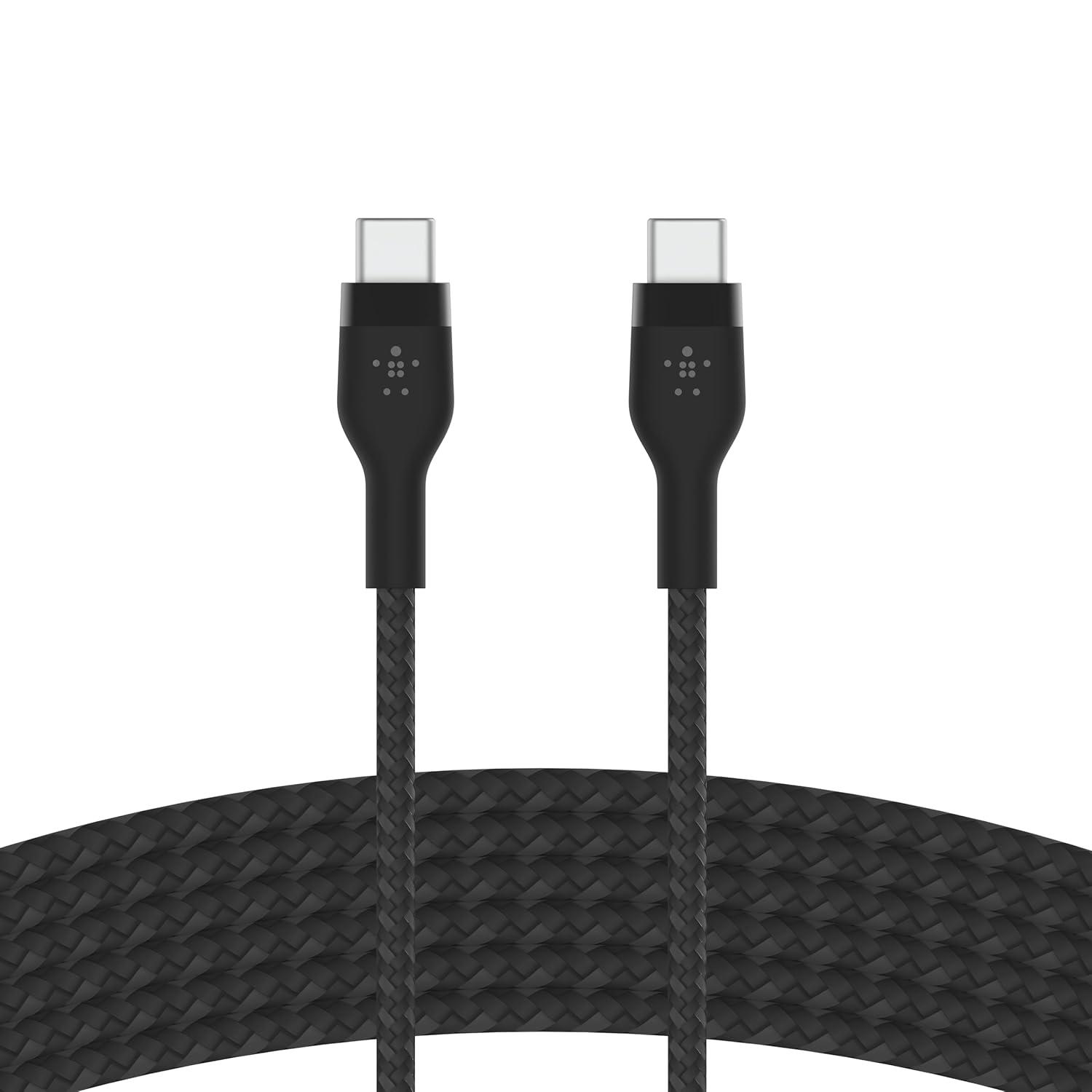 imageBelkin BoostCharge Pro Flex Braided USBC to USBC Charger Cable 2M66FT USBIF Fast Charging Cable for iPhone 16 Series MacBook Pro iPad Pro Galaxy S25 S24 Nintendo Switch 2 amp More WhiteBlack