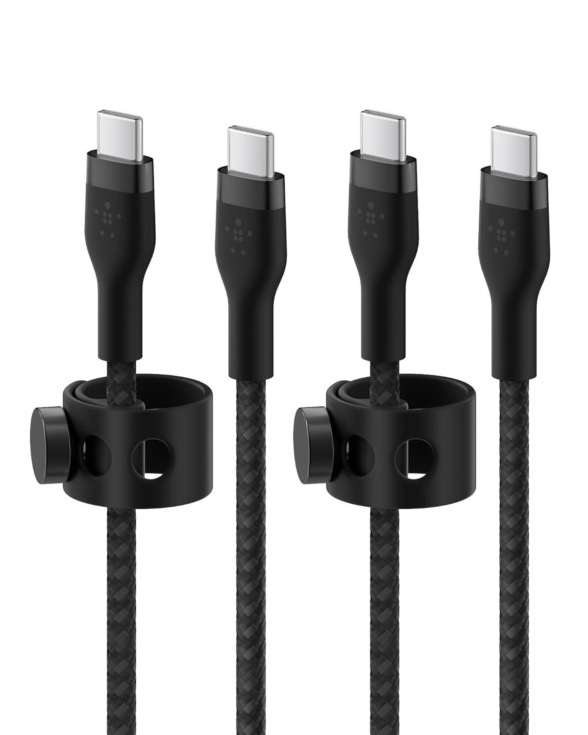 imageBelkin BoostCharge Pro Flex Braided USBC to USBC Charger Cable 2M66FT USBIF Fast Charging Cable for iPhone 16 Series MacBook Pro iPad Pro Galaxy S25 S24 Nintendo Switch 2 amp More WhiteBlack