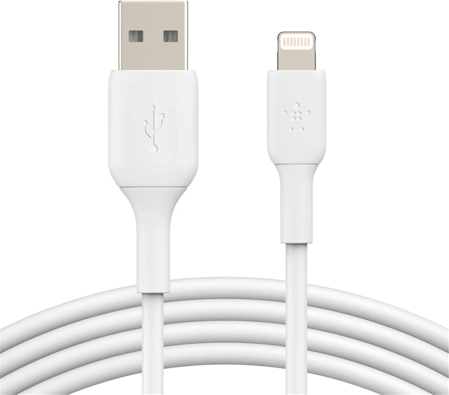 imageBelkin Lightning Cable Boost Charge Lightning to USB Cable for iPhone iPad AirPods MFiCertified iPhone Charging Cable 3ft1m White CAA001bt1MWHWhite