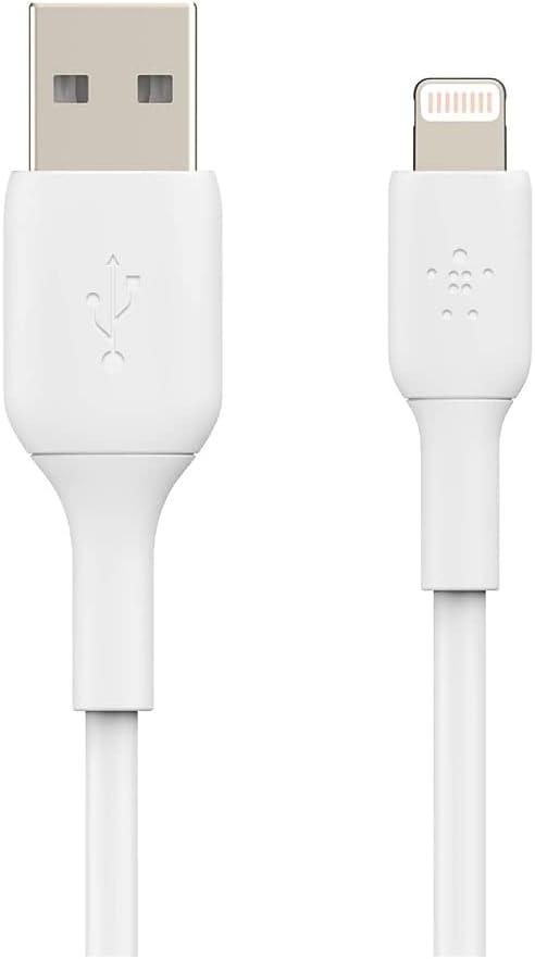 imageBelkin Lightning Cable Boost Charge Lightning to USB Cable for iPhone iPad AirPods MFiCertified iPhone Charging Cable 3ft1m White CAA001bt1MWHWhite