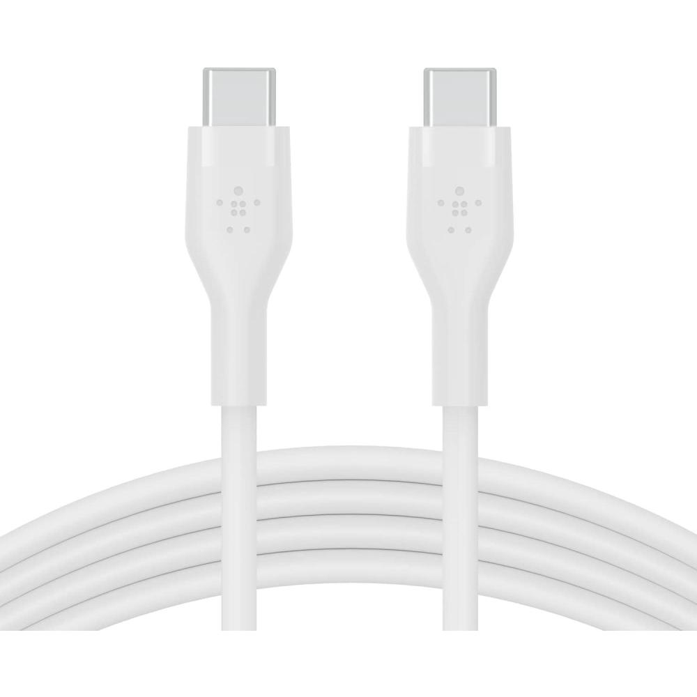 imageBelkin BoostCharge Flex Silicone USBC to USBC Charging Cable 3M10FT for iPhone 16 iPhone 16 Pro Galaxy S25 S24 Pixel 9 amp 8 Nintendo Switch 2 amp More with Cable Clip  WhiteWhite