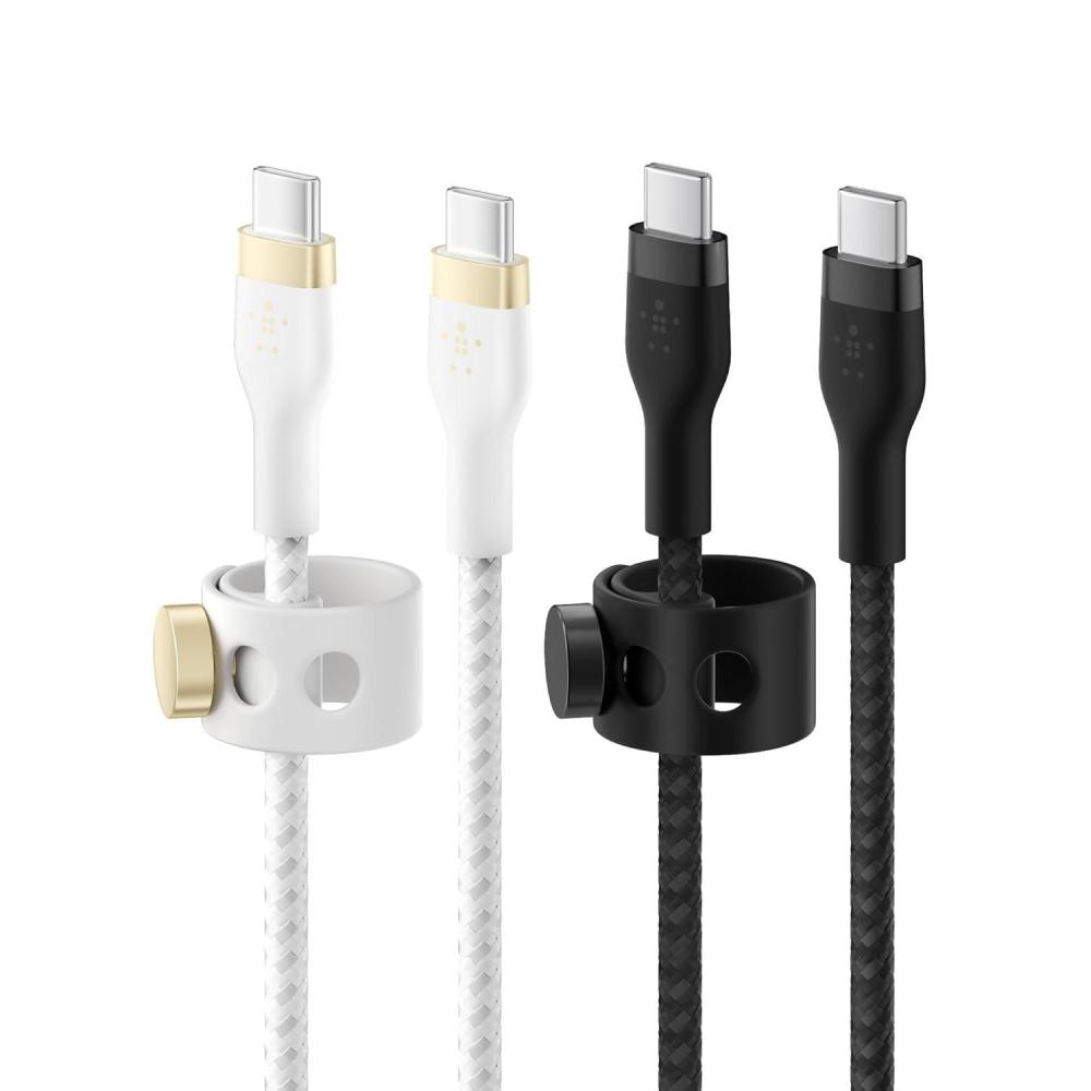 imageBelkin BoostCharge Pro Flex Braided USBC to USBC Charger Cable 2M66FT USBIF Fast Charging Cable for iPhone 16 Series MacBook Pro iPad Pro Galaxy S25 S24 Nintendo Switch 2 amp More WhiteBlackWhite