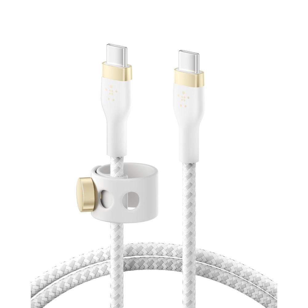 imageBelkin BoostCharge Pro Flex Braided USBC to USBC Charger Cable 2M66FT USBIF Fast Charging Cable for iPhone 16 Series MacBook Pro iPad Pro Galaxy S25 S24 Nintendo Switch 2 amp More WhiteWhite