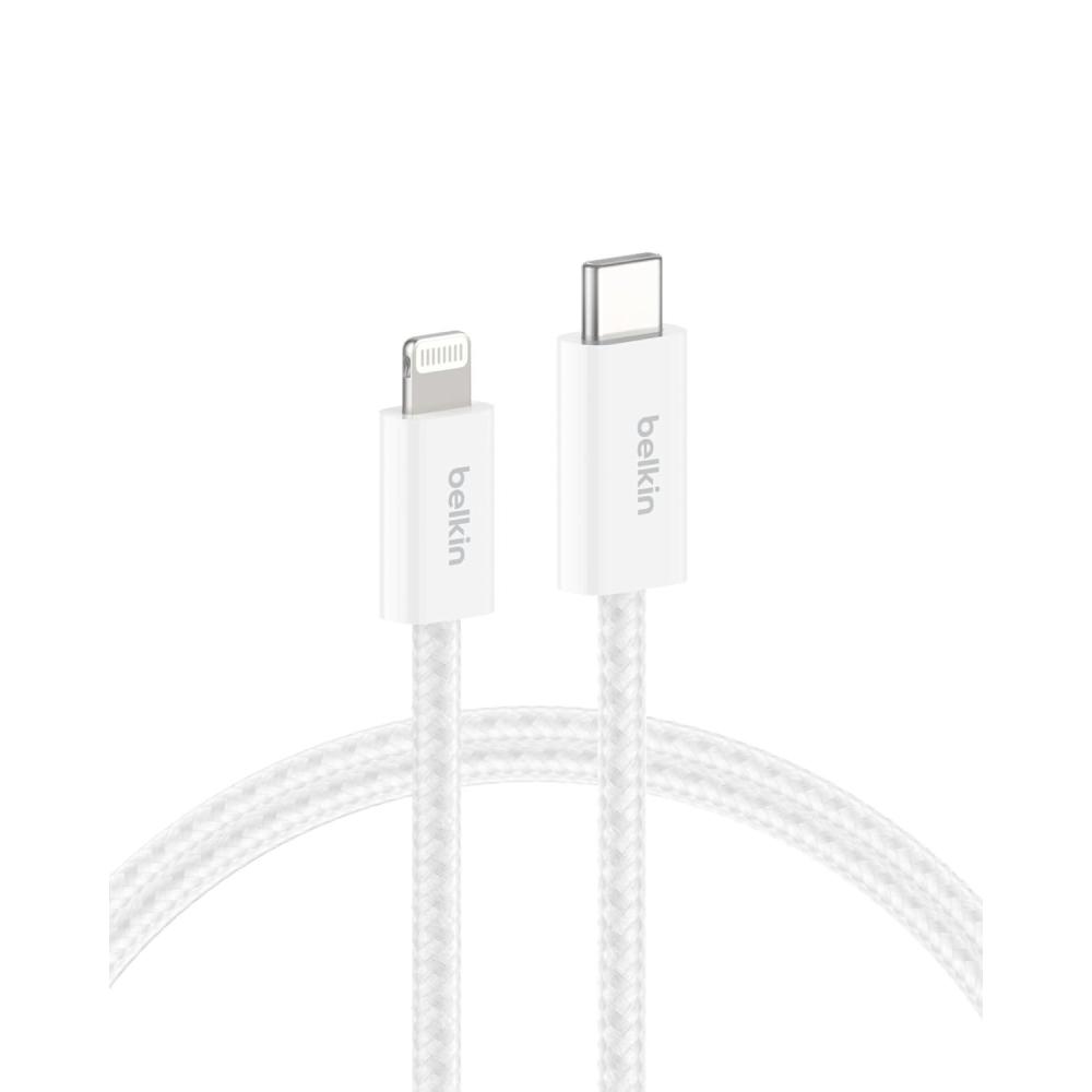 imageBelkin USB C Cable wLightning Connector 66ft Soft Flexible FastCharging Cable Lightning Charger Cord for iPhone 14 amp Earlier Series iPad 9th Gen Airpods amp More BlackWhite