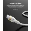 Belkin BoostCharge Pro Flex Braided USB-C to USB-C Charger Cable (2M/6.6FT), USB-IF Fast Charging Cable for iPhone 16 Series, MacBook Pro, iPad Pro, Galaxy S25, S24, Nintendo Switch 2 & More – White(White)