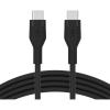 Belkin BoostCharge Flex Silicone USB-C to USB-C Charging Cable (3M/10FT) for iPhone 16, iPhone 16 Pro, Galaxy S25, S24, Pixel 9 & 8, Nintendo Switch 2 & More with Cable Clip – White(Black)