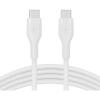 Belkin BoostCharge Flex Silicone USB-C to USB-C Charging Cable (3M/10FT) for iPhone 16, iPhone 16 Pro, Galaxy S25, S24, Pixel 9 & 8, Nintendo Switch 2 & More with Cable Clip – White(White)