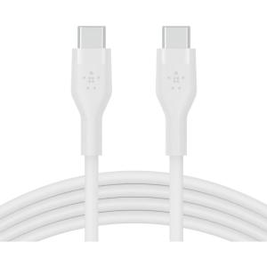 Belkin BoostCharge Flex Silicone USB-C to USB-C Charging Cable (3M/10FT) for iPhone 16, iPhone 16 Pro, Galaxy S25, S24, Pixel 9 & 8, Nintendo Switch 2 & More with Cable Clip – White(White)