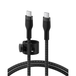 Belkin BoostCharge Pro Flex Braided USB-C to USB-C Charger Cable (2M/6.6FT), USB-IF Fast Charging Cable for iPhone 16 Series, MacBook Pro, iPad Pro, Galaxy S25, S24, Nintendo Switch 2 & More – White(Black)