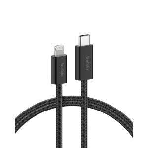 Belkin USB C Cable w/Lightning Connector, 6.6ft – Soft, Flexible Fast-Charging Cable, Lightning Charger Cord for iPhone 14 & Earlier Series, iPad 9th Gen, Airpods & More – Black(Black)