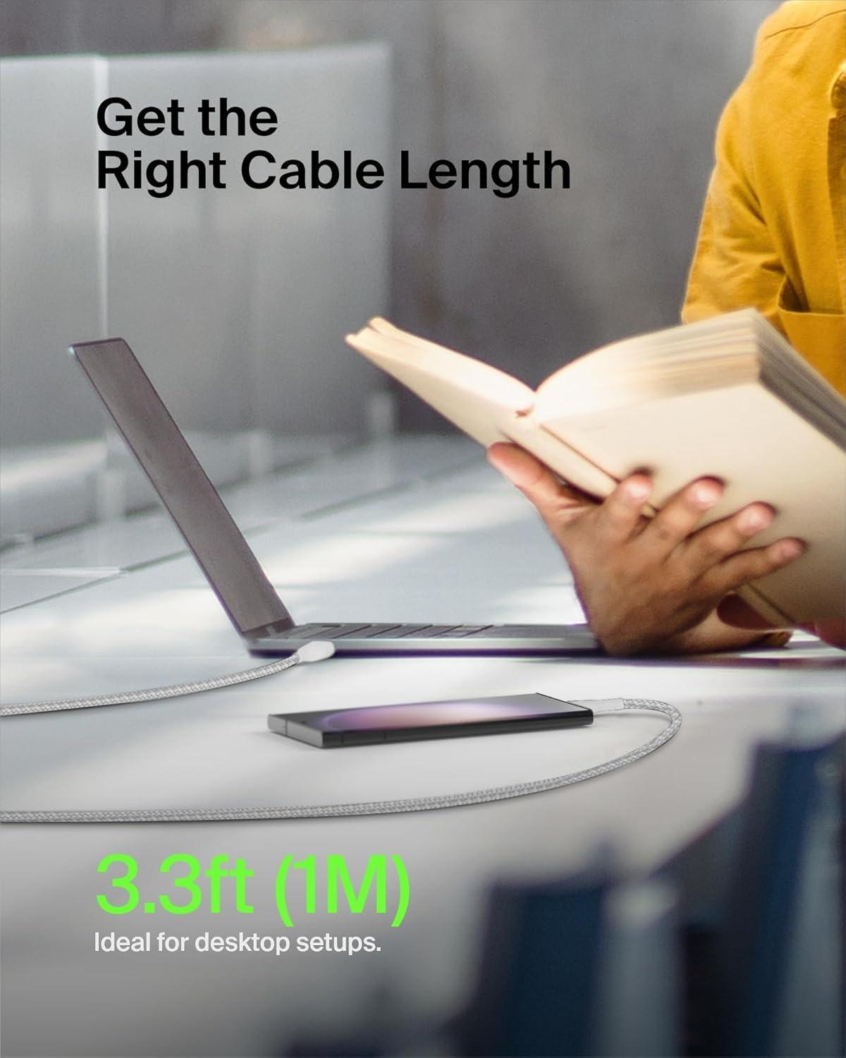 imageBelkin BoostCharge Braided USBC to USBA Charging Cable 33ft1M for iPhone 17 amp 16 Series Samsung Galaxy S25 Series Google Pixel 10 iPad Pro Nintendo Switch 2 Carplay amp More Black 2PackWhite