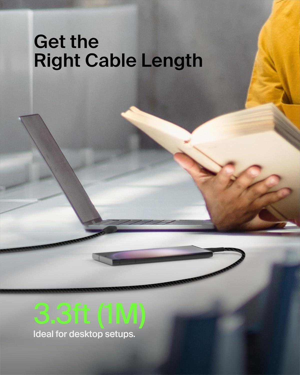 imageBelkin BoostCharge Braided USBC to USBA Charging Cable 33ft1M for iPhone 17 amp 16 Series Samsung Galaxy S25 Series Google Pixel 10 iPad Pro Nintendo Switch 2 Carplay amp More Black 2PackBlack