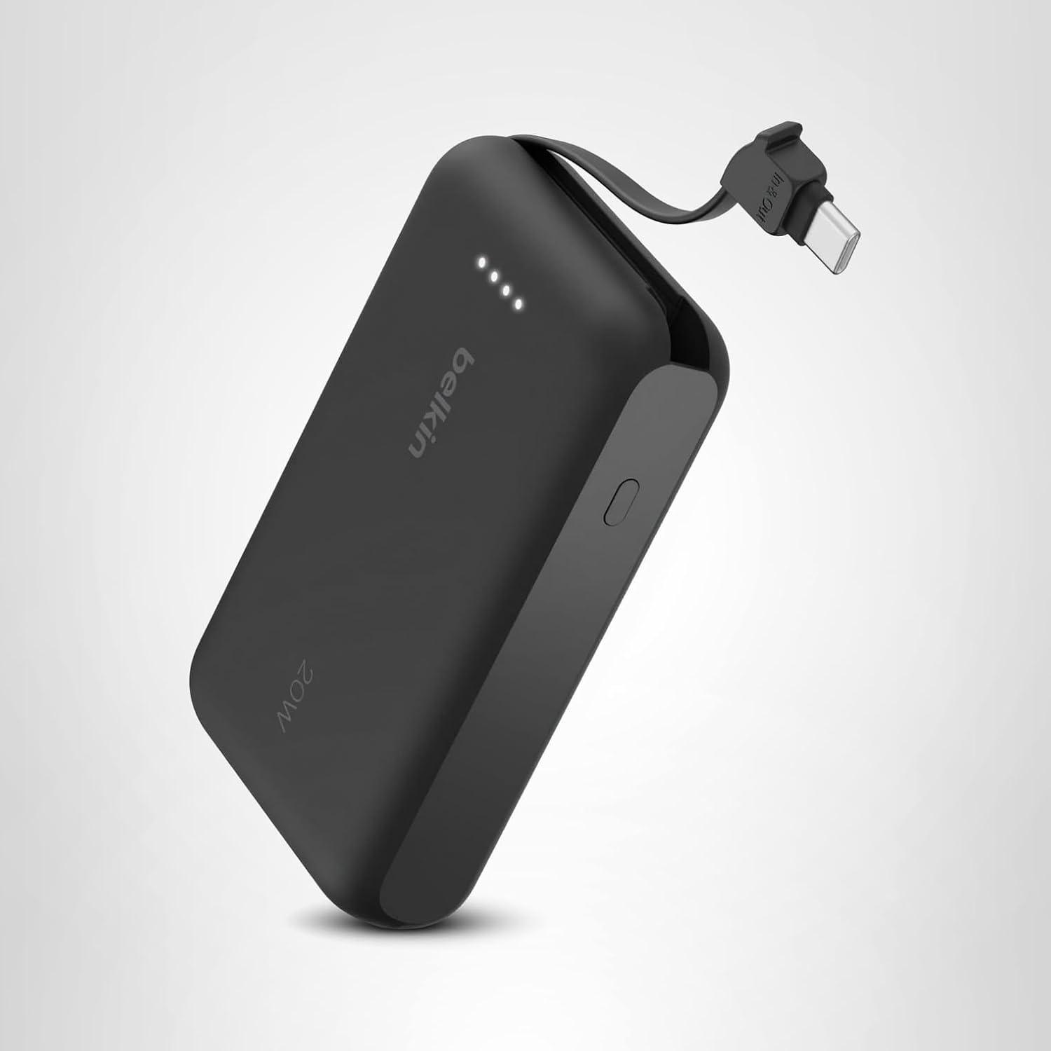 imageBelkin Portable Charger Power Bank 10000 mAh wIntegrated Cable 20W Fast Charge USBC Power Delivery iPhone Charger Apple iPhone 17 Air Pro Pro Max iPad Samsung Galaxy S25 amp More BlackBlack