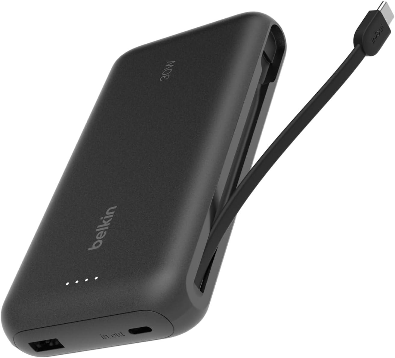 imageBelkin Portable Charger Power Bank 10000 mAh wIntegrated Cable 20W Fast Charge USBC Power Delivery iPhone Charger Apple iPhone 17 Air Pro Pro Max iPad Samsung Galaxy S25 amp More BlackBlack