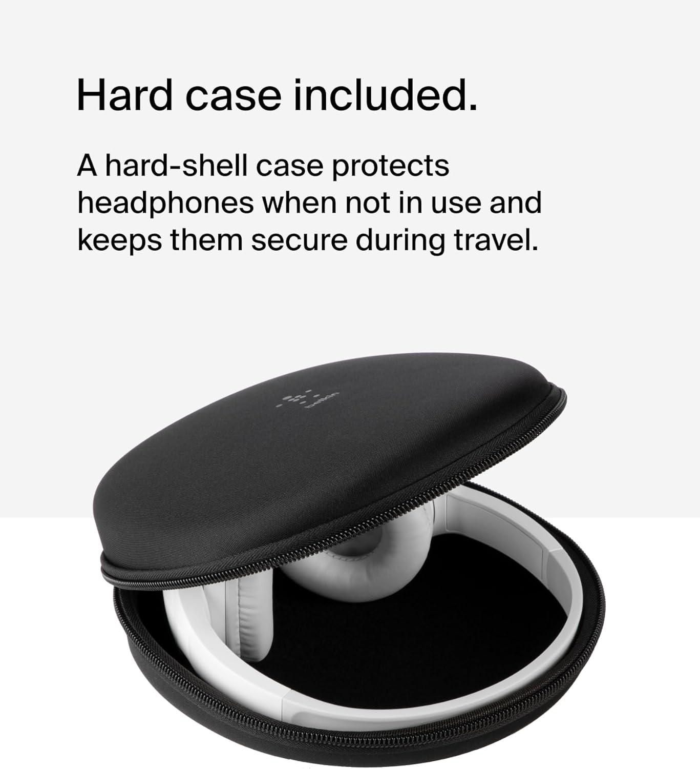 imageBelkin SoundForm Mini Wireless Bluetooth Kids Headphones 30H Battery 85dB Safe Volume Limit Builtin Microphone Toddler OnEar Earphones for iPhone iPad Fire Tablet Ideal for School BlueWhite