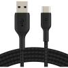 Belkin BoostCharge Braided USB-C to USB-A Charging Cable (3.3ft/1M) for iPhone 17 & 16 Series, Samsung Galaxy S25 Series, Google Pixel 10, iPad Pro, Nintendo Switch 2, Carplay, & More – Black (2-Pack)(Black)