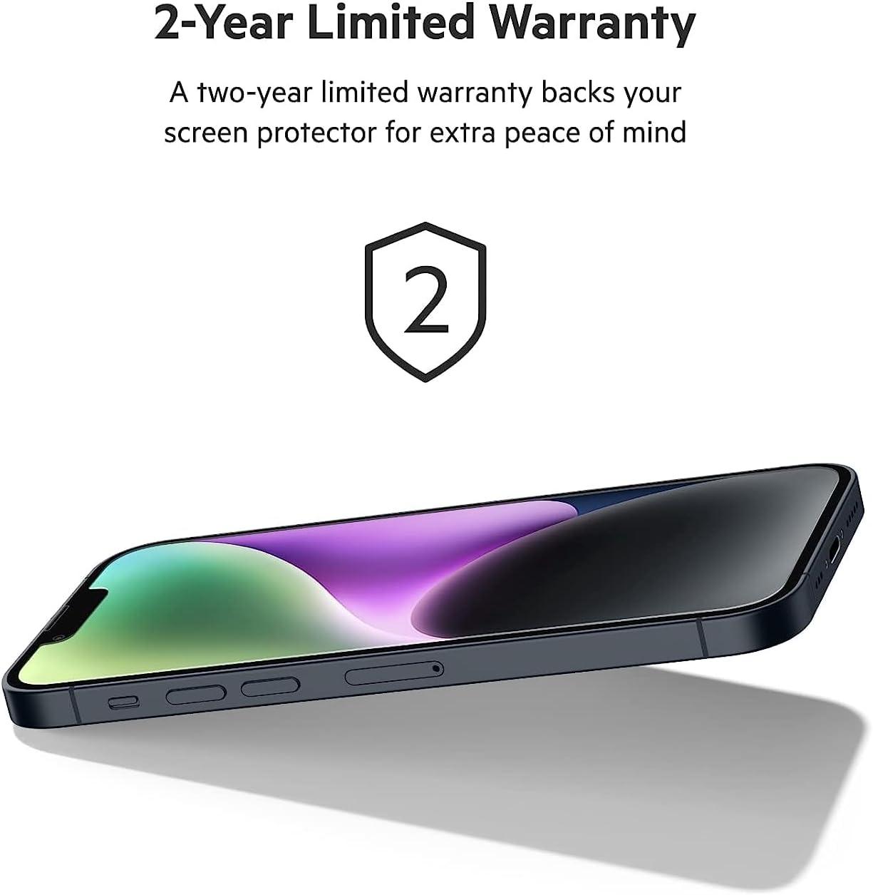 imageBelkin 2 Pack TemperedGlass iPhone 14 Plus 13 Pro Max Screen Protector Easy Bubble Free Application with Included Installation Guide Stickers 9H Hardness TestediPhone 14 Pro