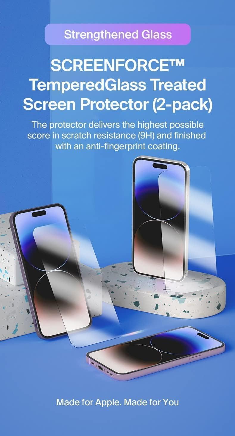 imageBelkin 2 Pack TemperedGlass iPhone 14 Plus 13 Pro Max Screen Protector Easy Bubble Free Application with Included Installation Guide Stickers 9H Hardness TestediPhone 14 13 13 Pro