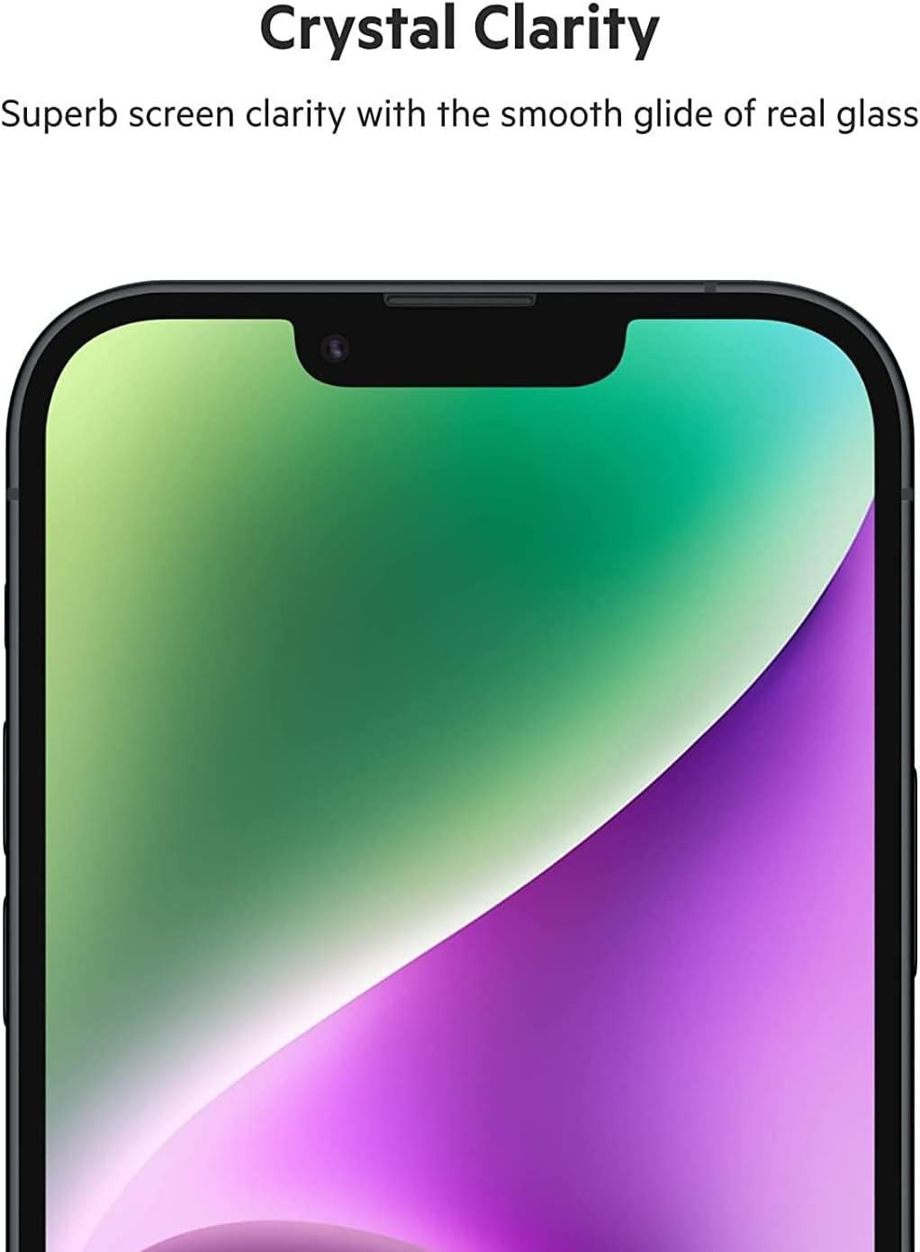 imageBelkin 2 Pack TemperedGlass iPhone 14 Plus 13 Pro Max Screen Protector Easy Bubble Free Application with Included Installation Guide Stickers 9H Hardness TestediPhone 14 Pro