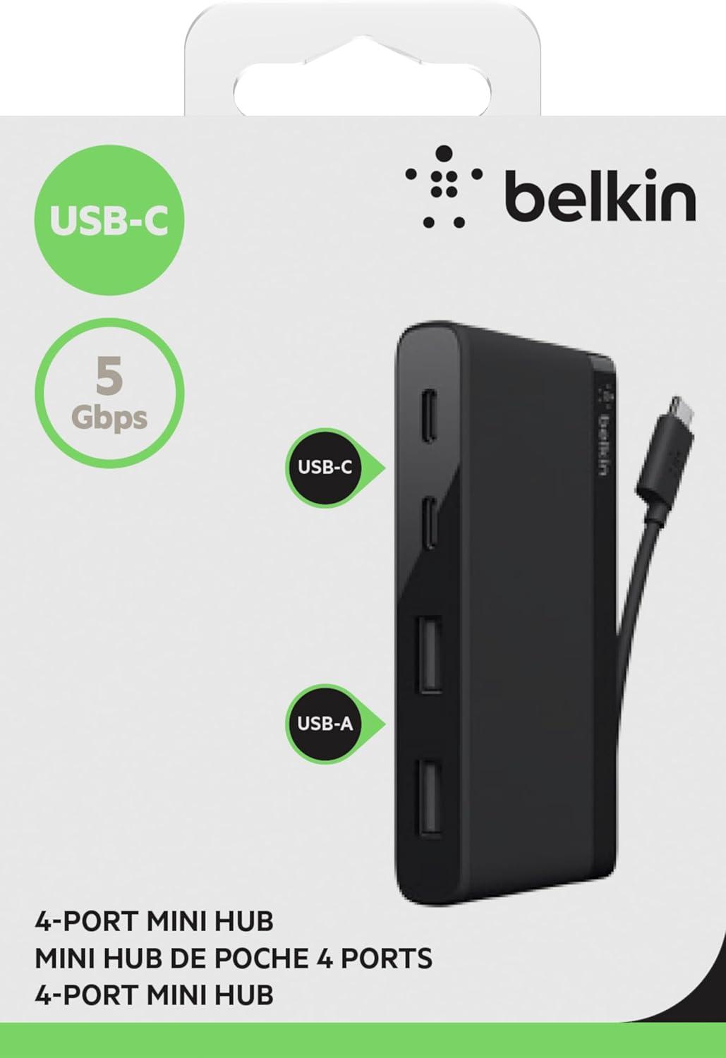 imageBelkin 4Port USB C Hub Ultra Portable Design USB Type C Hub Docking Station With Two USB C amp Two USB A Ports USB Hub Connects Via USB C Cable USB Adapter No PassThrough ChargingUSBC Hub
