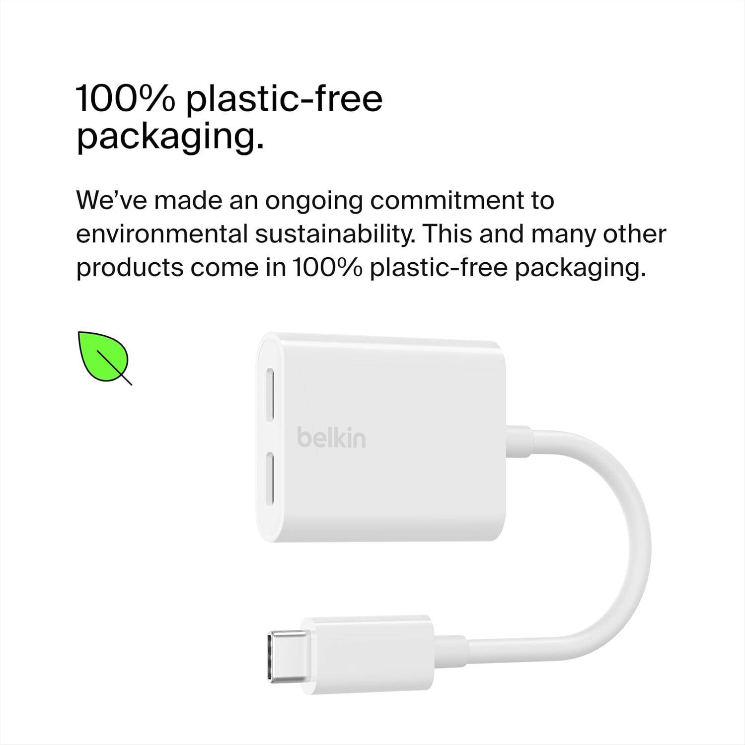 imageBelkin Rockstar USBC Audio Charge Adapter Headphone Adapter wUSBC 60W Power Delivery Fast Charging for iPhone iPad Pro Galaxy Note Google Pixel LG G6 Sony Xperia OnePlus amp More White