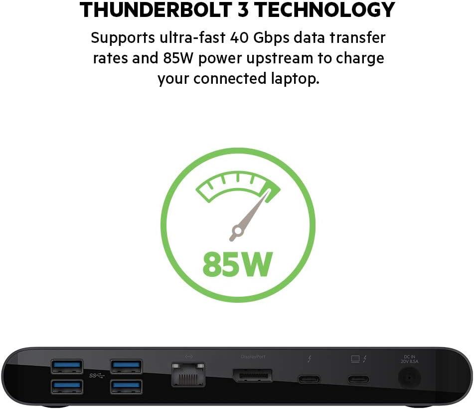 imageBelkin Thunderbolt 3 Dock Pro w Thunderbolt 3 Cable USBC Hub USBC Docking Station for MacOS amp Windows Dual 4K 60Hz 40Gbps Transfer Speed 85W Upstream Charging w Ethernet SD amp Audio PortsThunderbolt 3