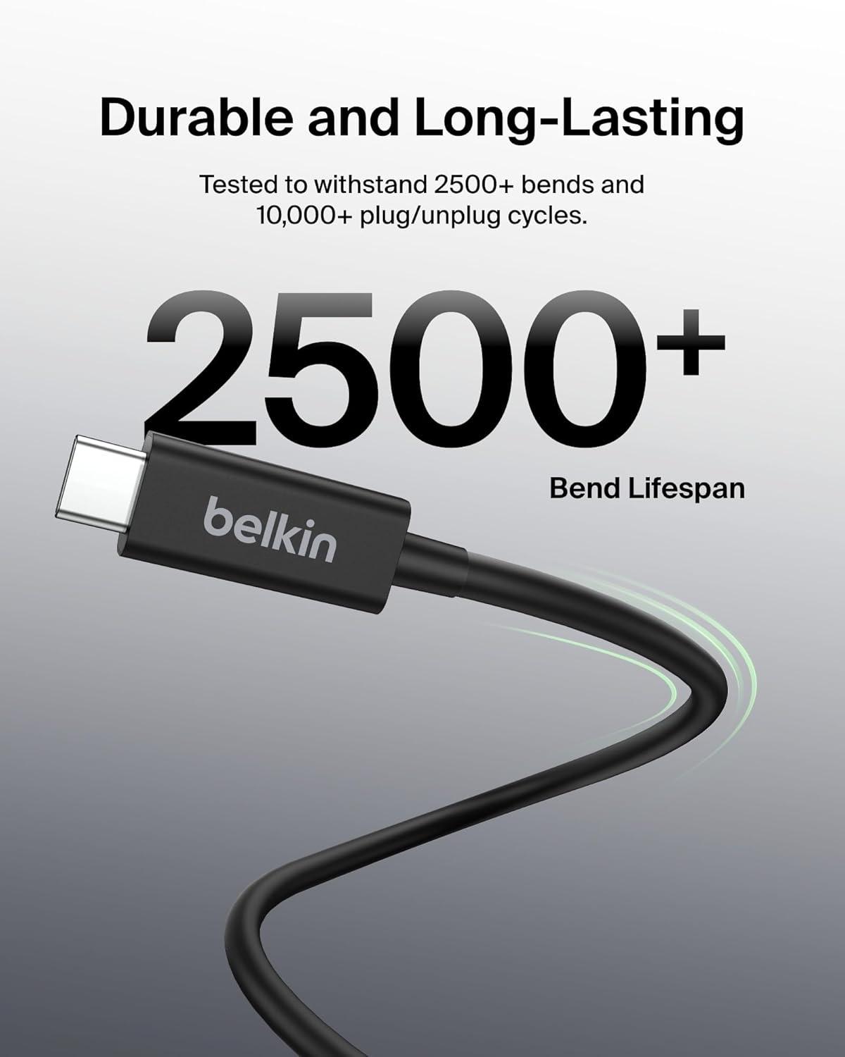 imageBelkin Thunderbolt 4 Cable 2M 66ft Power Cable USBC to USBC Cable w 100W Power Delivery USB 4 Compliant Compatible with Thunderbolt 3 MacBook Pro eCPU amp More Intel Thunderbolt Certified1M